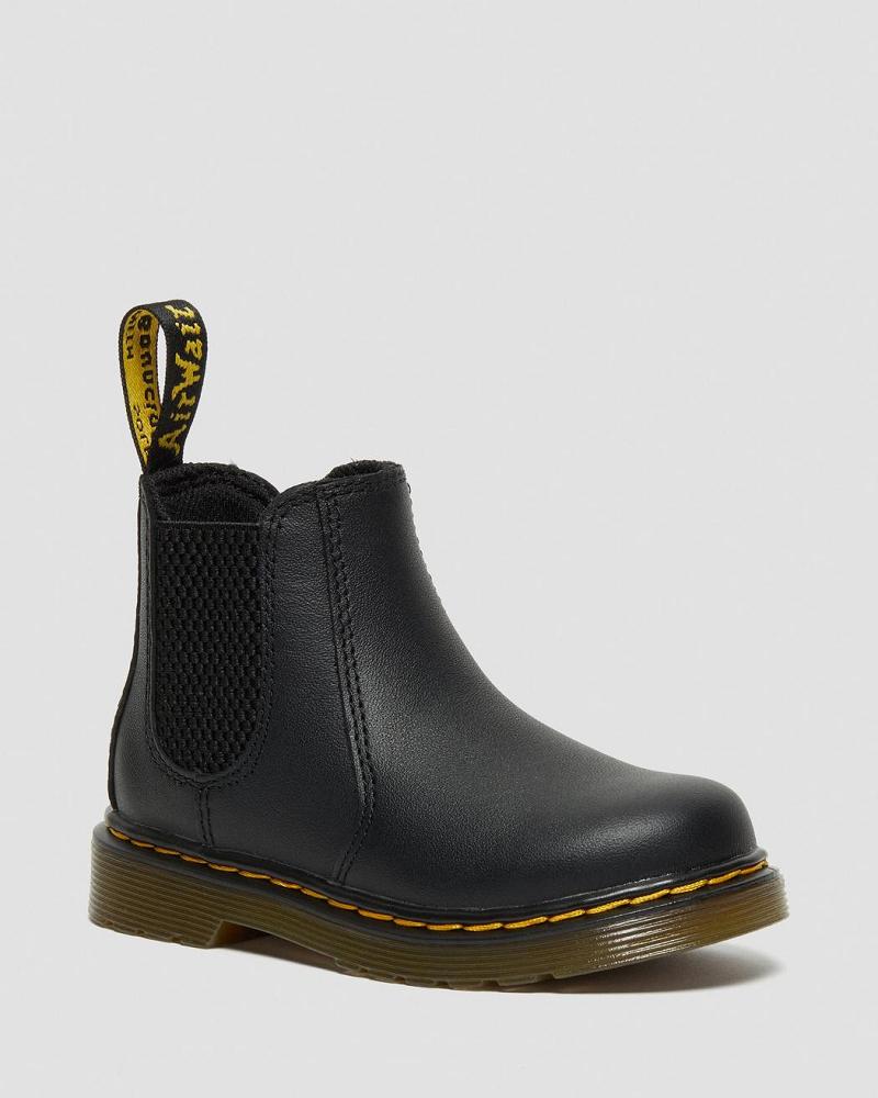 Dr Martens Infant/Toddler 2976 Softy T Læder Chelsea Støvler Børn Sort | DK 666VRW